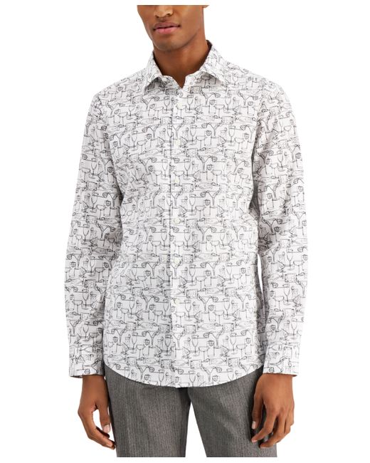 Bar III Slim-Fit Performance Stretch Printed Dress Shirt Created for