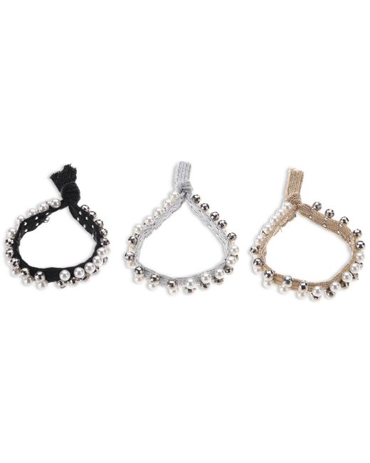 INC International Concepts 3-Pc. Faceted Bead Imitation Pearl Hair Tie Set Created for