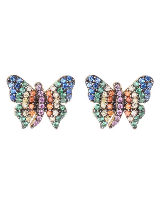 Noir Multi-Colored Cubic Zirconia Butterfly Stud Earring