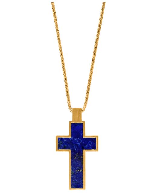 Effy Collection Effy Lapis Lazuli Cross 22 Pendant Necklace in 14k Gold-Plated