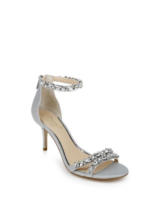 Jewel Badgley Mischka Caroline Embellished Ankle-Strap Evening Sandals Shoes