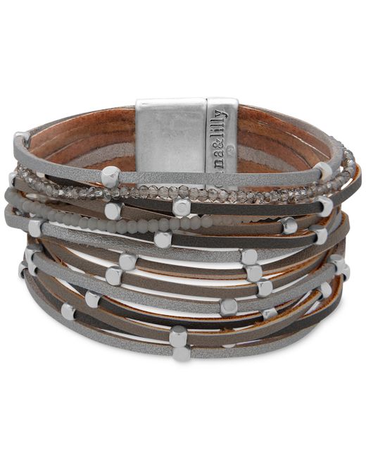 Lonna & Lilly Beaded Suede Multi-Row Magnetic Bracelet