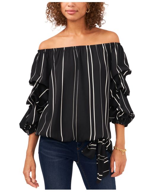 Vince Camuto Striped Balloon-Sleeve Off-The-Shoulder Top