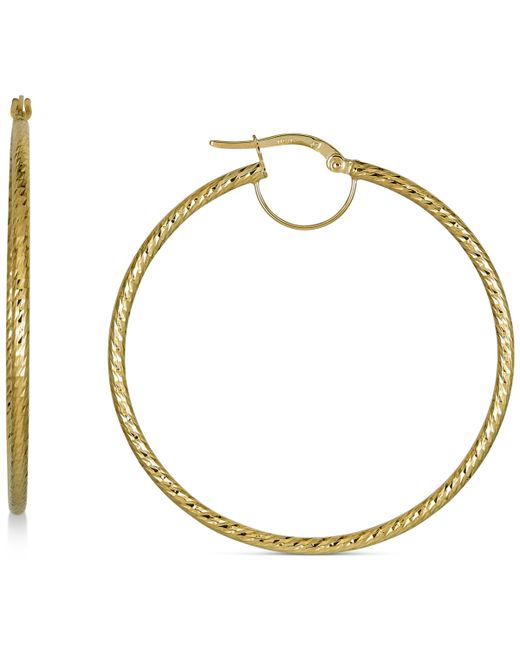 Macy's Textured Medium Hoop Earrings in 10k Gold