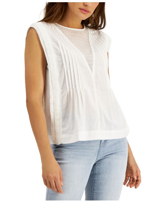 INC International Concepts Cotton Sleeveless Mesh Top Created for
