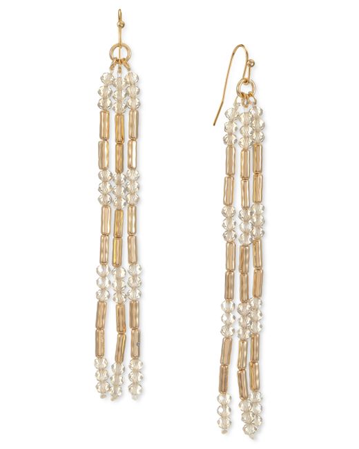 Style & Co Gold-Tone Beaded Triple-Row Linear Drop Earrings Created for