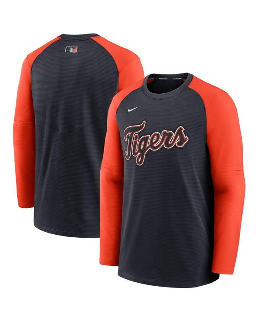 Nike Navy Orange Detroit Tigers Authentic Collection Pregame Performance Raglan Pullover Sweatshirt