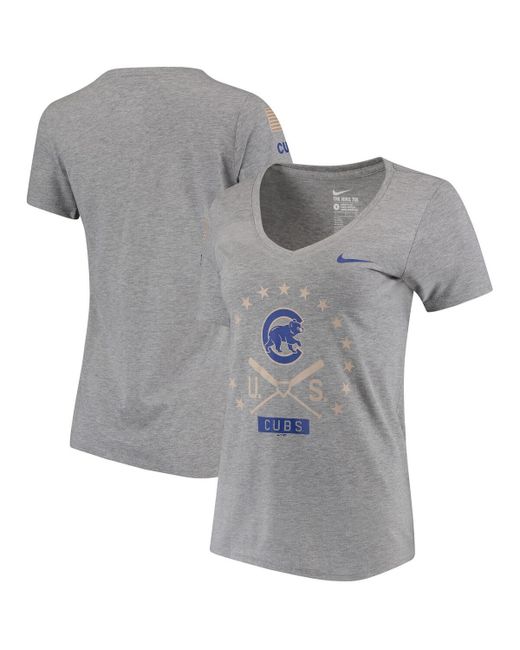 Nike Chicago Cubs Armed Forces Tri-Blend V-Neck T-shirt