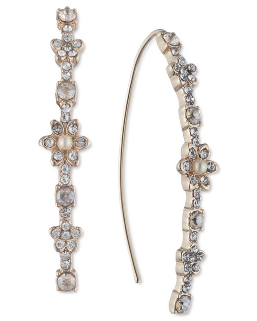 Marchesa Crystal Imitation Pearl Flower Threader Earrings