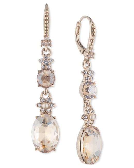 Marchesa Crystal Imitation Pearl Flower Linear Drop Earrings