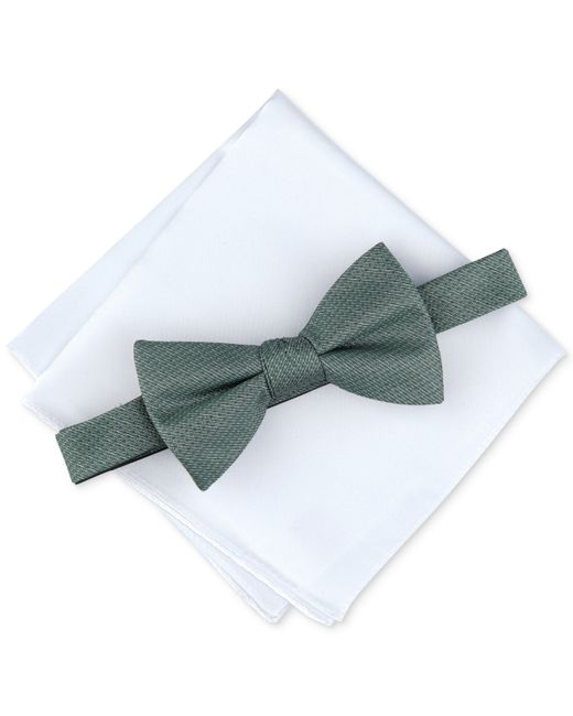 Alfani Pre-Tied Geo Bow Tie Solid Pocket Square Set Created for