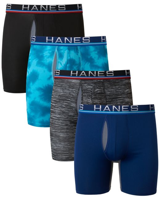 Hanes 4-Pk. Ultimate Sport with X-Temp Total Support Pouch Longer Leg Boxer Briefs