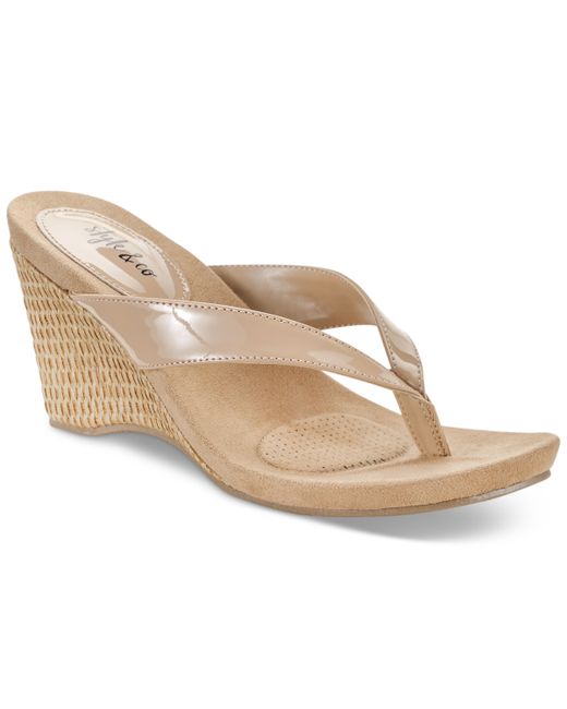 Style & Co Chicklet Wedge Thong Sandals Created for Shoes