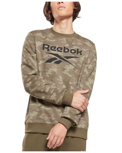 Reebok Id Regular-Fit Camo Logo-Print Fleece Sweatshirt