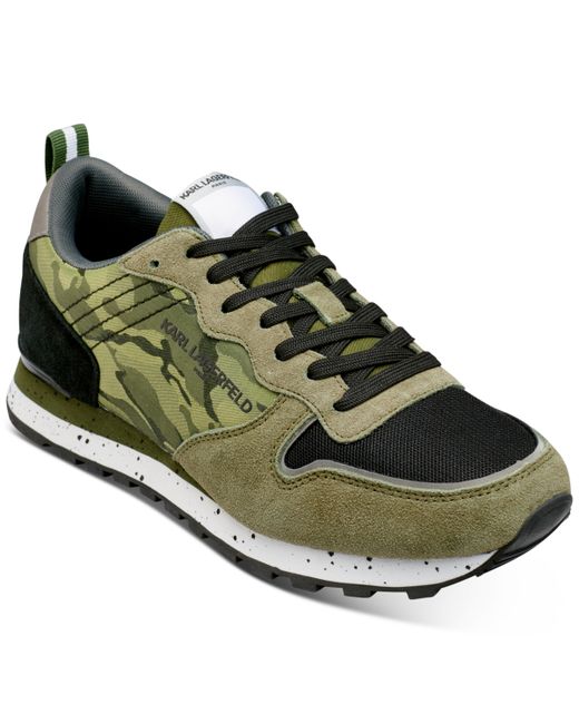 Karl Lagerfeld Suede Camo Upper Speckled Sole Runner Sneaker Shoes
