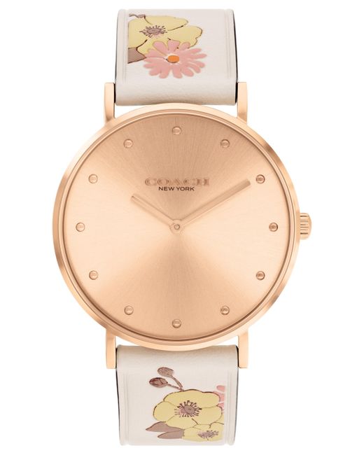 Coach Perry Chalk Floral Leather Strap Watch 36mm