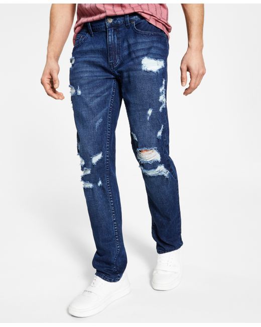 INC International Concepts Slim Straight Destroyed Washed Jeans Created for