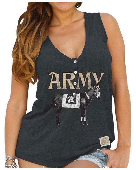 Original Retro Brand Army Knights Relaxed Henley V-Neck Tri-Blend Tank Top