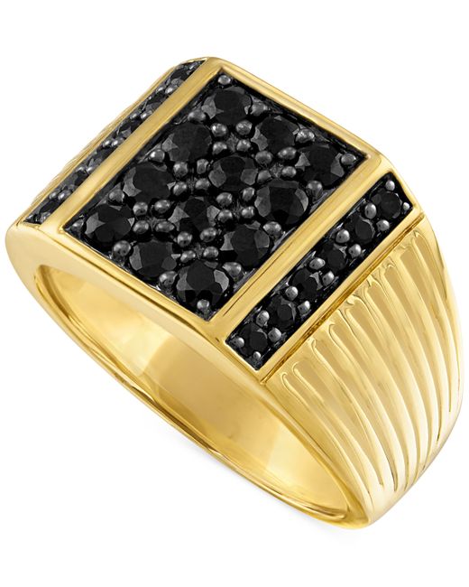 Esquire Men's Jewelry Black Sapphire Ring 1-3/5 ct. t.w. in 14k Gold-Plated Sterling Created for