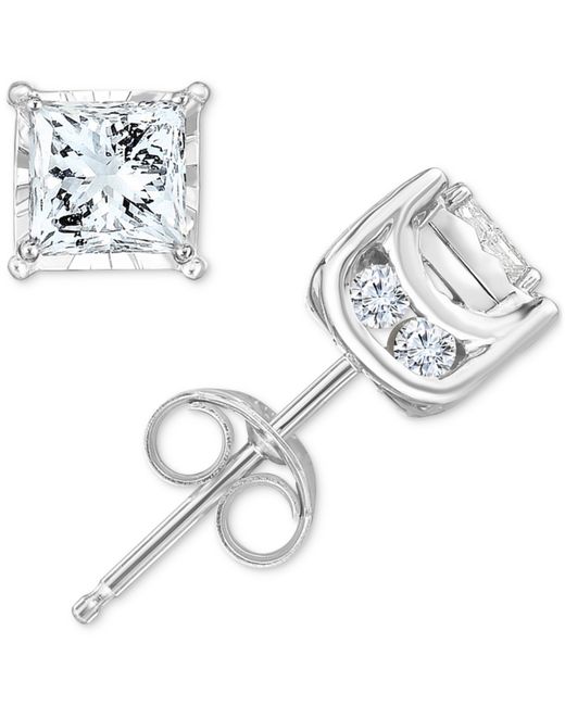 Trumiracle Diamond Princess Stud Earrings 3/4 ct. t.w. in 14k Gold or Rose