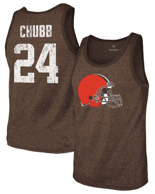 Fanatics Nick Chubb Heathered Cleveland Browns Name Number Tri-Blend Tank Top