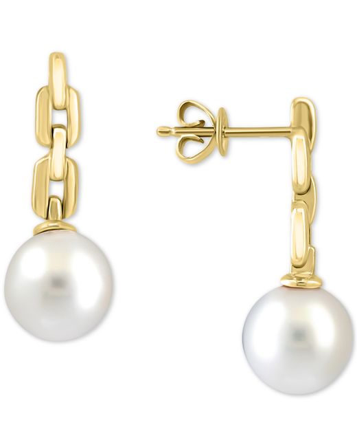 Effy Collection Effy Cultured Freshwater Pearl 10mm Chain Link Drop Earrings in 14k Gold