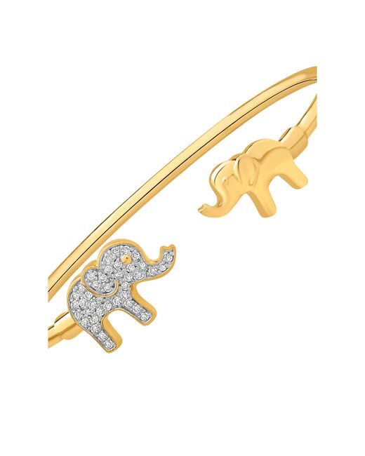Wrapped Diamond Elephant Cuff Bangle Bracelet 1/4 ct. t.w. in 14k Created for