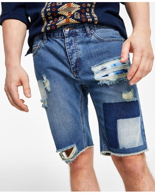 Sun + Stone Ferris Regular-Fit Destroyed Denim Shorts Created for