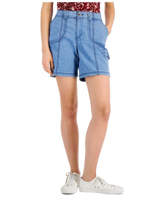 Style & Co Chambray Zig Zag Stitch Shorts Created for