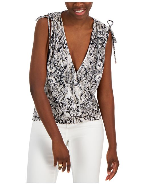 INC International Concepts Printed Ruched-Front Top Created for
