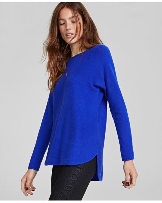 Charter Club Pure Cashmere Long-Sleeve Shirttail Sweater Created for