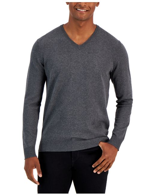 Alfani Solid V-Neck Cotton Sweater Created for