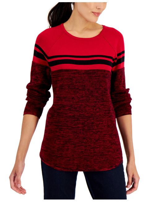 Karen Scott Cotton Colorblocked Sweater Created for