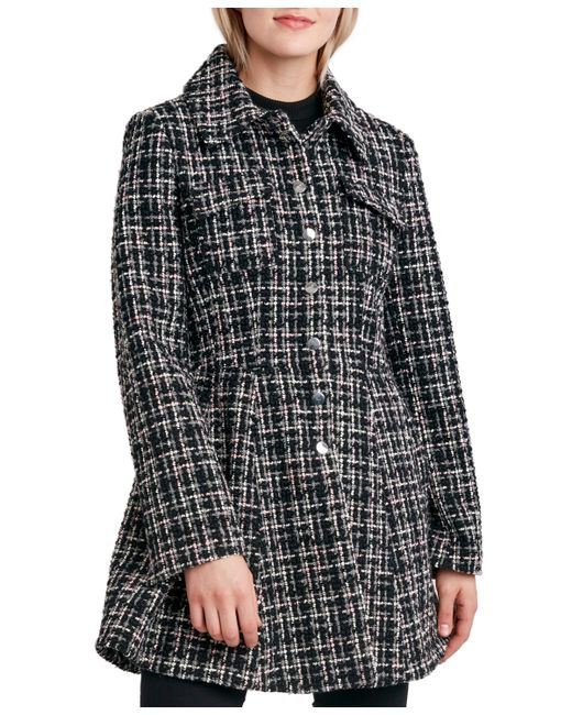 Laundry by Shelli Segal Single-Breasted Skirted Tweed Coat