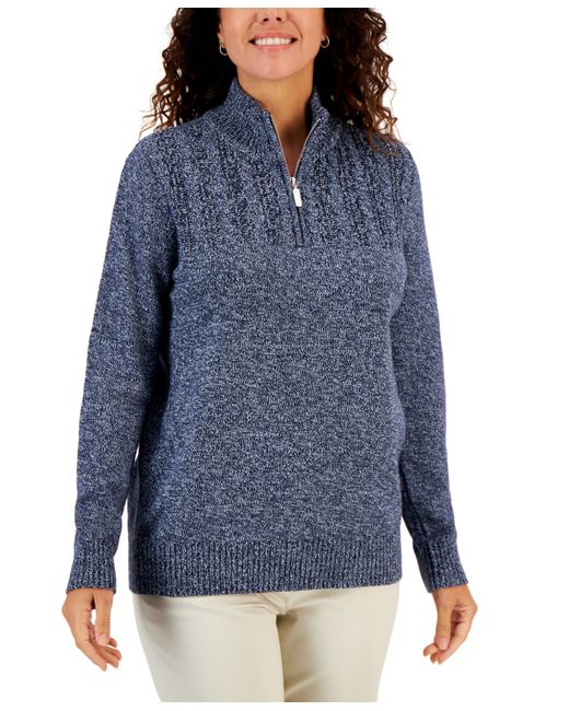 Karen Scott Cotton Quarter-Zip Sweater Created for