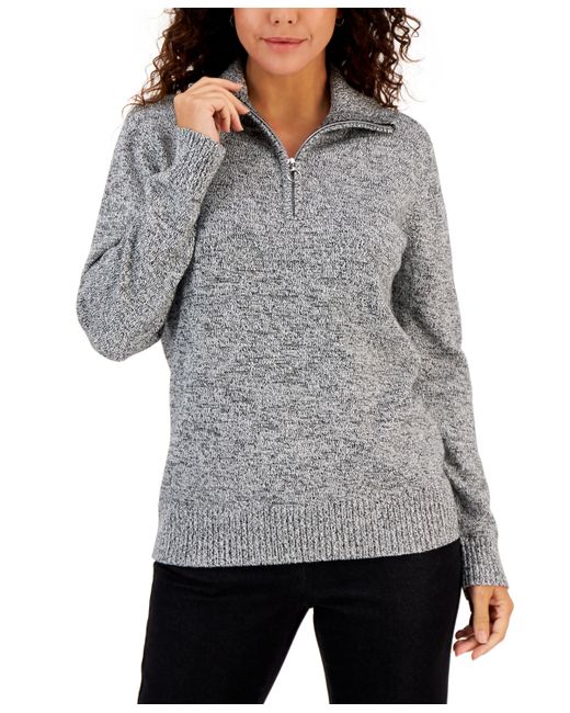 Karen Scott Cotton Marl Zip Sweater Created for