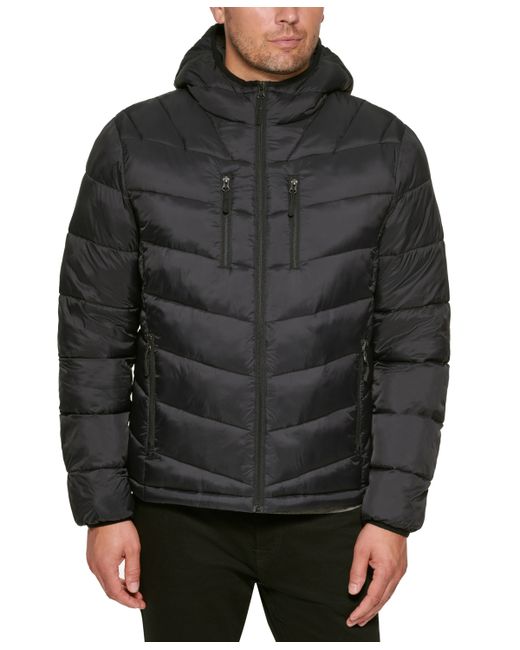Club Room Chevron Quilted Hooded Puffer Jacket Created for