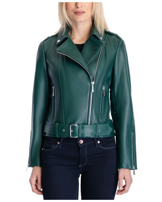 Michael Kors Michael Belted Leather Moto Coat Created for