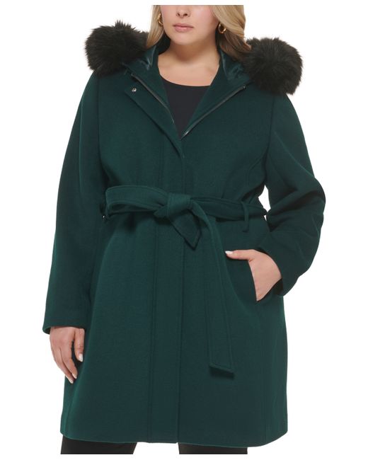 Cole Haan Plus Faux-Fur-Trim Hooded Coat Created for