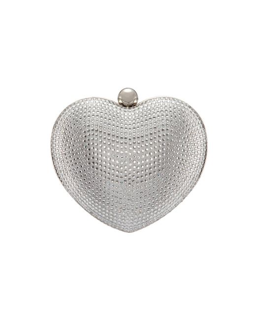 Nina Amorie Crystal Embellished Heart Minaudiere Clutch