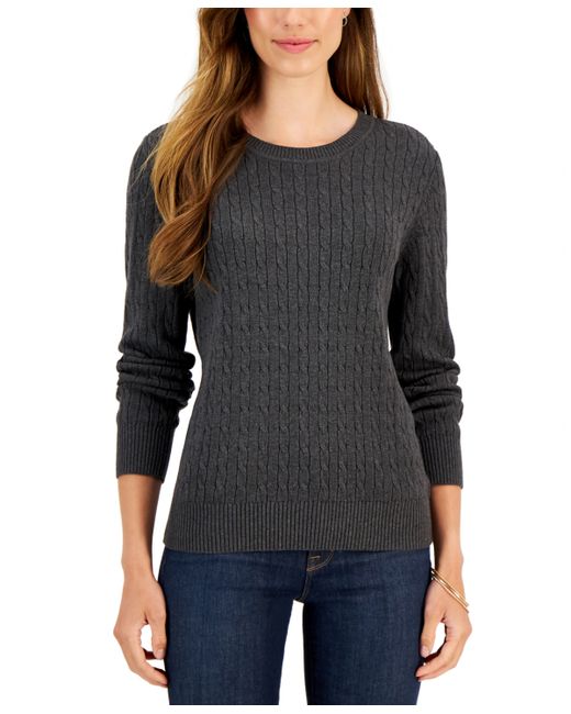 Karen Scott Cotton Crewneck Cable Sweater Created for