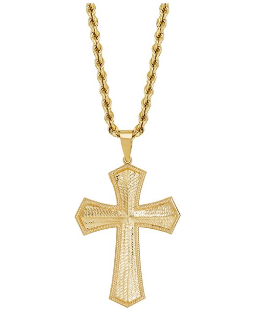 Macy's Textured Cross 22 Pendant Necklace in 10k Gold