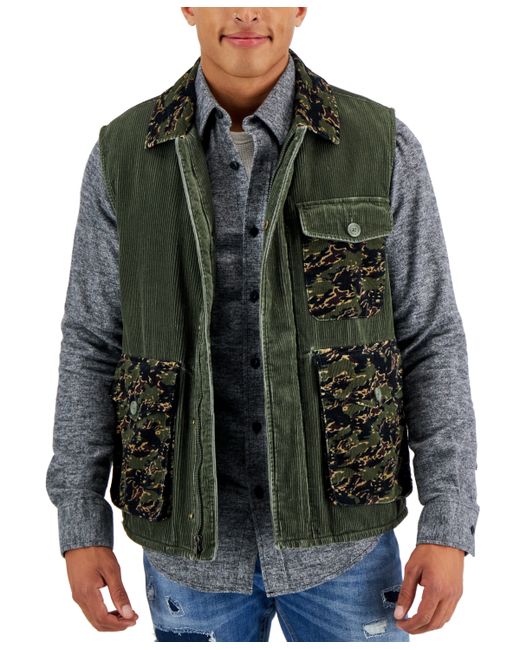 Sun + Stone Beck Regular-Fit Camo Colorblocked Corduroy Vest Created for