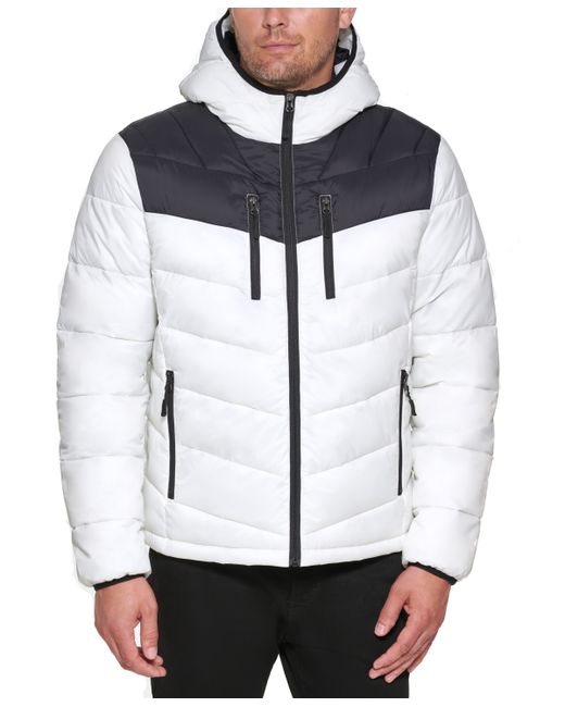 Club Room Chevron Quilted Hooded Puffer Jacket Created for