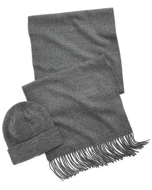 Club Room Charcoal Heather Beanie Scarf Set Created for