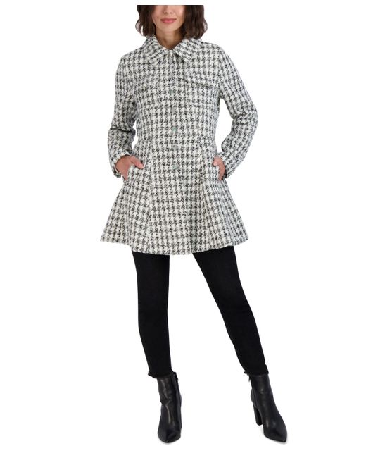Laundry by Shelli Segal Single-Breasted Skirted Tweed Coat