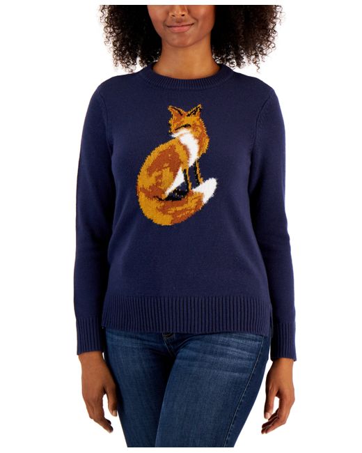 Charter Club Petite Fox-Print Sweater Created for