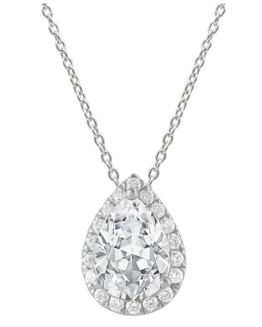 Badgley Mischka Lab Grown Diamond Pear Round Halo 18 Pendant Necklace 1-1/5 ct. t.w. in 14k