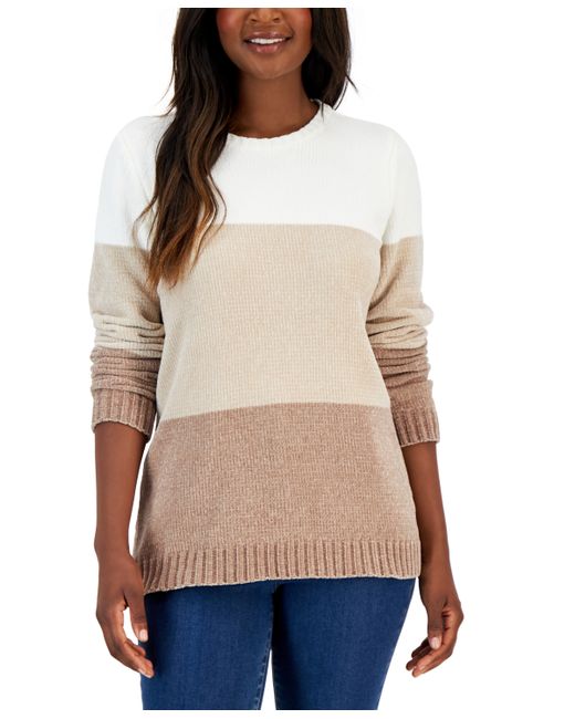 Karen Scott Lucy Chenille Colorblocked Sweater Created for