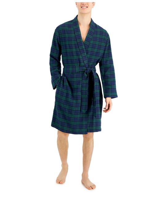 Club Room Plaid Plush Flannel Robe Created for